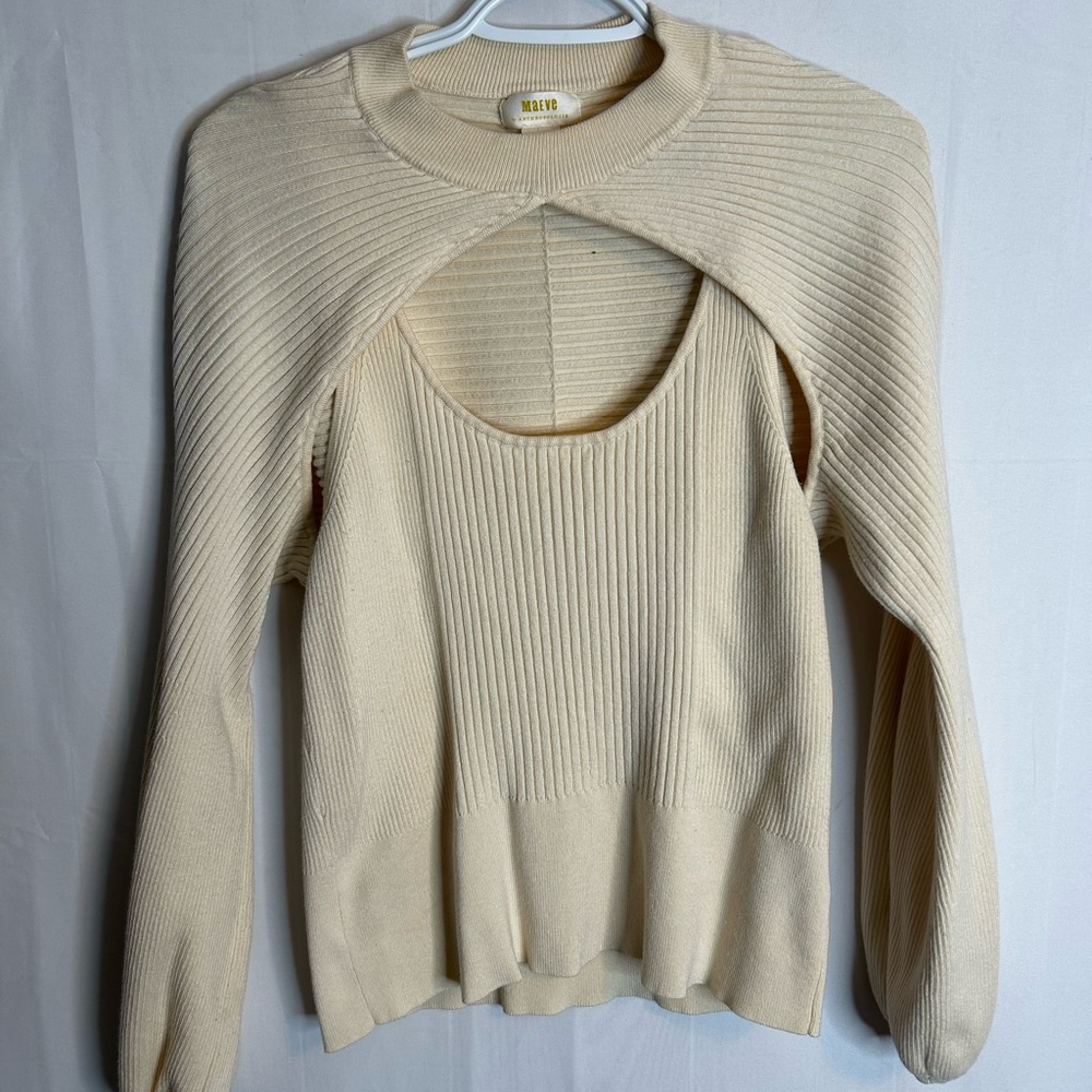 Anthropologie Cream Crew Neck Sweater